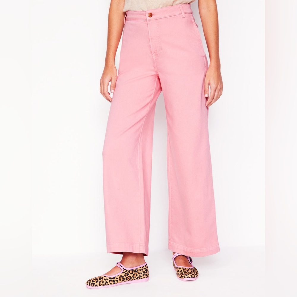 NEW Women’s Boden Pink Wide Leg Jeans Size 34